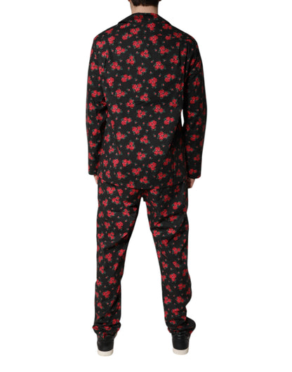 Dolce &amp; Gabbana – Schwarzer Pyjama aus Baumwolle mit Blumendruck für Herren