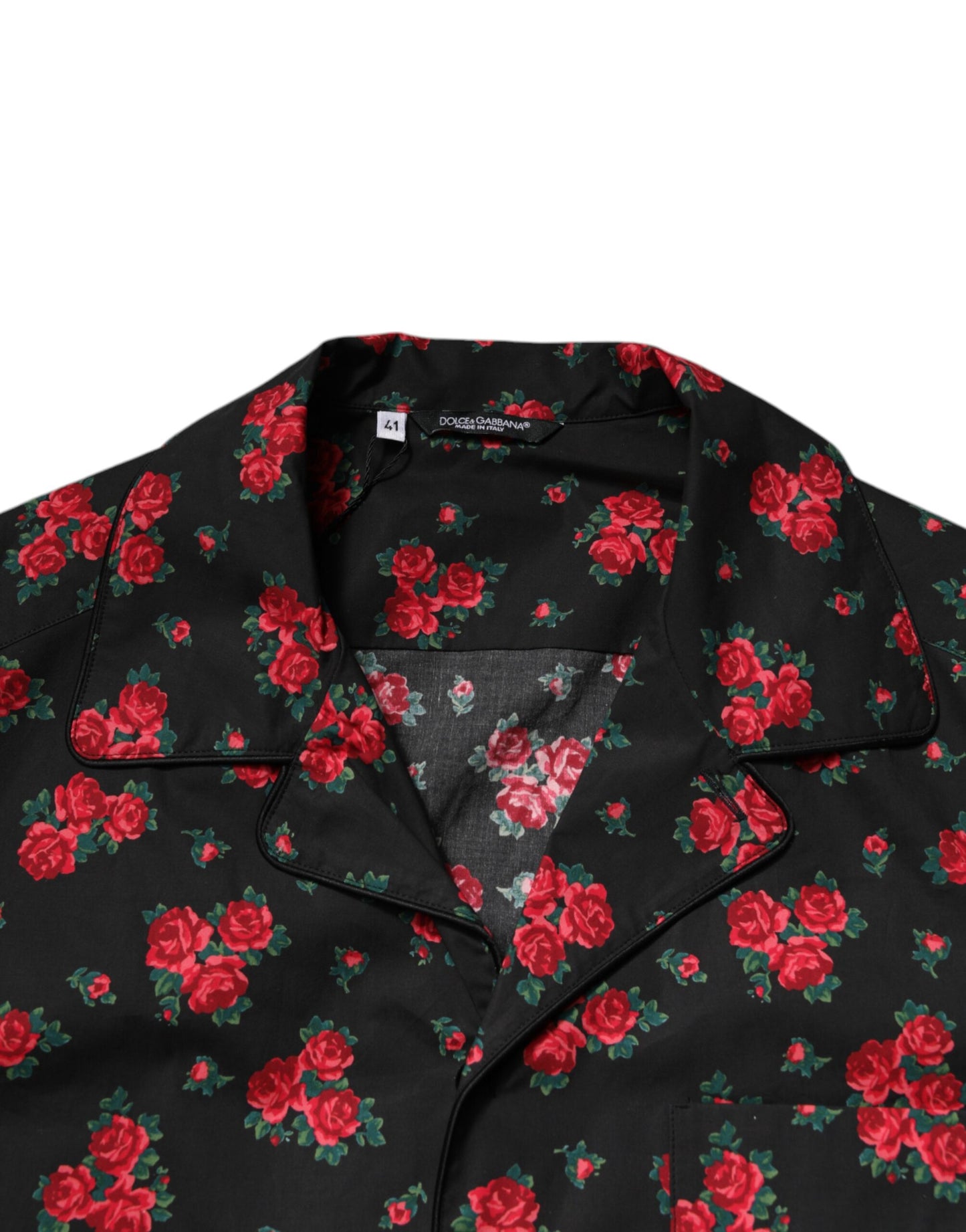 Dolce &amp; Gabbana – Schwarzer Pyjama aus Baumwolle mit Blumendruck für Herren
