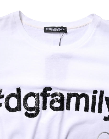 Dolce &amp; Gabbana – Weißes Baumwoll-T-Shirt mit Rundhalsausschnitt und #DGFamily-Print