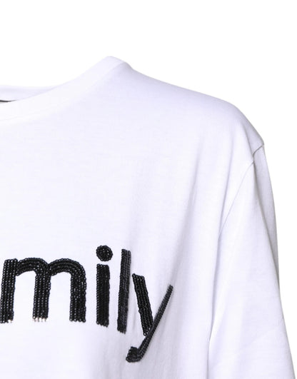 Dolce &amp; Gabbana – Weißes Baumwoll-T-Shirt mit Rundhalsausschnitt und #DGFamily-Print