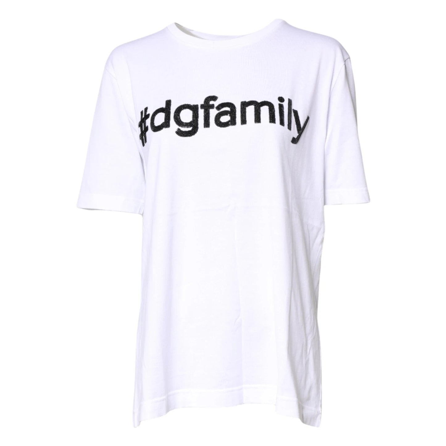 Dolce &amp; Gabbana – Weißes Baumwoll-T-Shirt mit Rundhalsausschnitt und #DGFamily-Print
