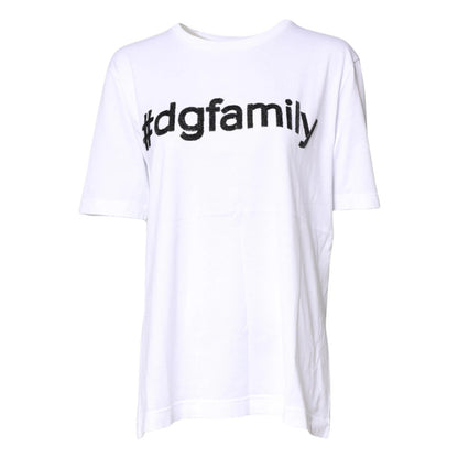 Dolce &amp; Gabbana – Weißes Baumwoll-T-Shirt mit Rundhalsausschnitt und #DGFamily-Print