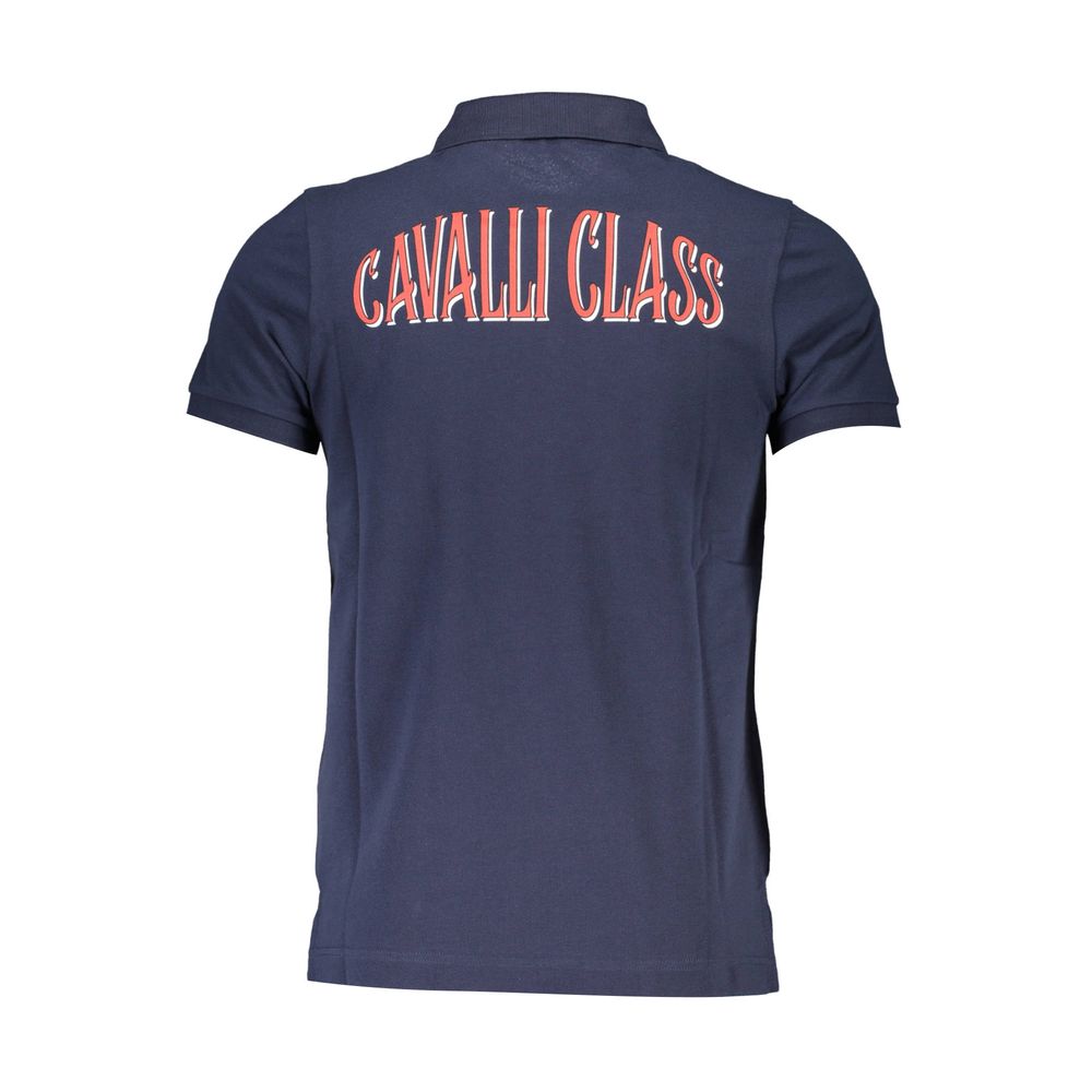 Cavalli Class Herren-Poloshirt aus blauer Baumwolle