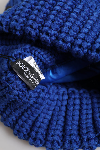 Dolce &amp; Gabbana Blaue Wollstrickmütze für den Winter