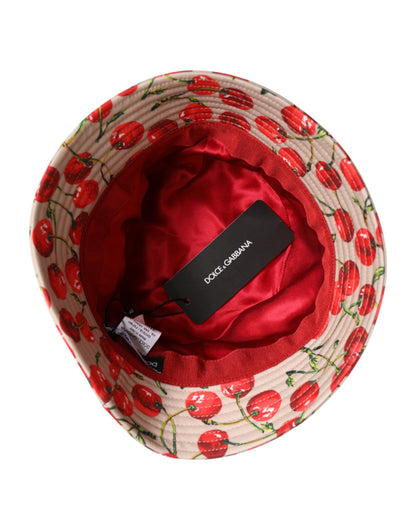 Dolce &amp; Gabbana – Bedruckter Fischerhut aus beigefarbener Baumwolle mit breiter Krempe