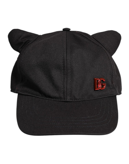 Dolce &amp; Gabbana – Schwarze Baseballkappe aus Baumwolle mit Logo-Patch und 6 Paneelen