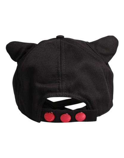 Dolce &amp; Gabbana – Schwarze Baseballkappe aus Baumwolle mit Logo-Patch und 6 Paneelen