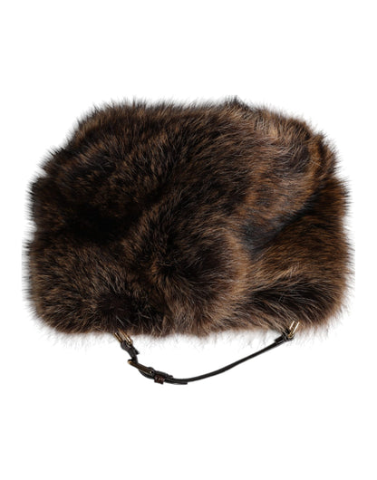 Dolce & Gabbana Brown Fur Women Bucket Hat