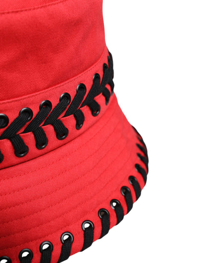 Dolce &amp; Gabbana – Fischerhut aus Polyester mit breiter Krempe und roter Spitze