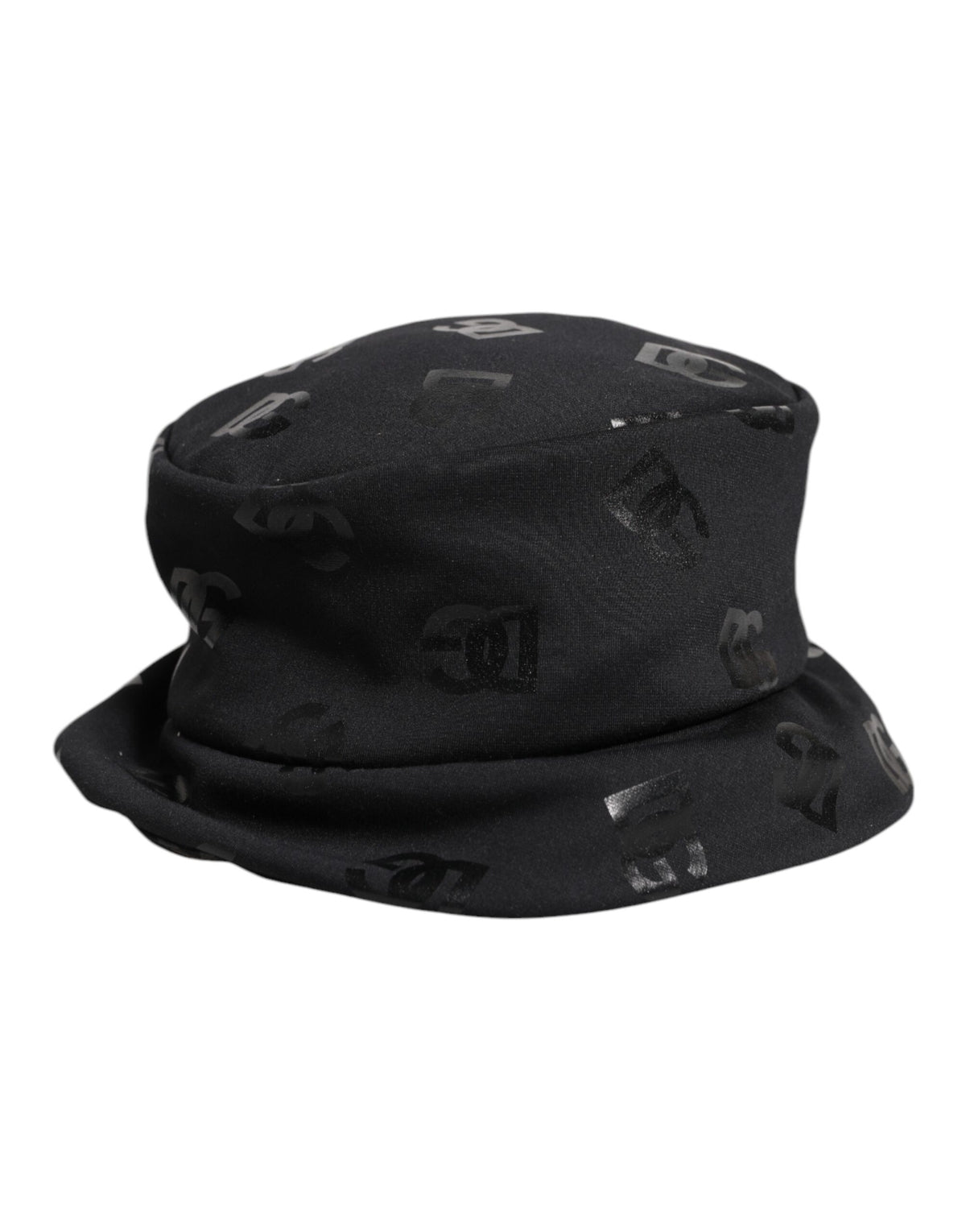 Dolce & Gabbana Schwarzer Fischerhut aus Polyesterjacquard mit DG-Monogramm