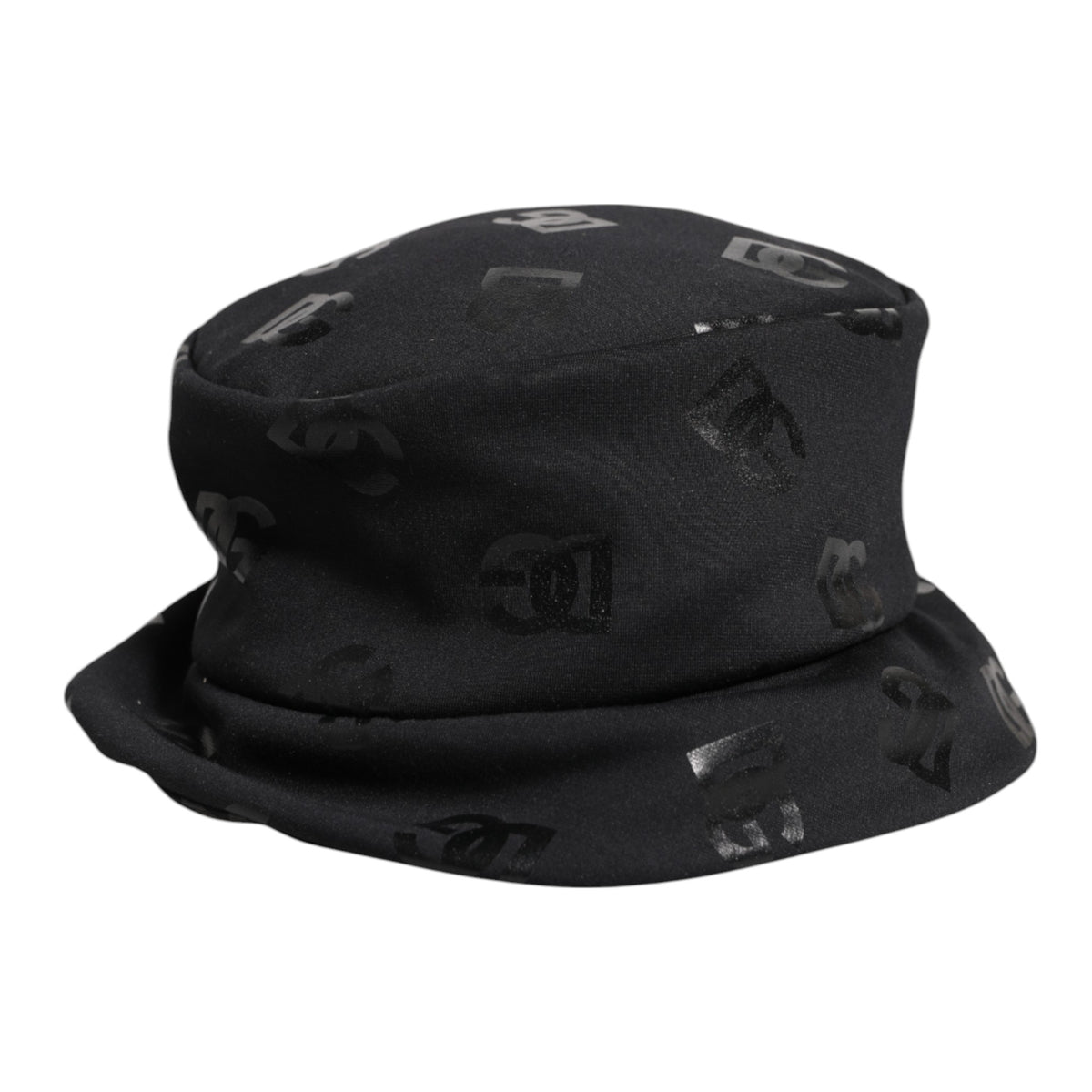 Dolce & Gabbana Schwarzer Fischerhut aus Polyesterjacquard mit DG-Monogramm