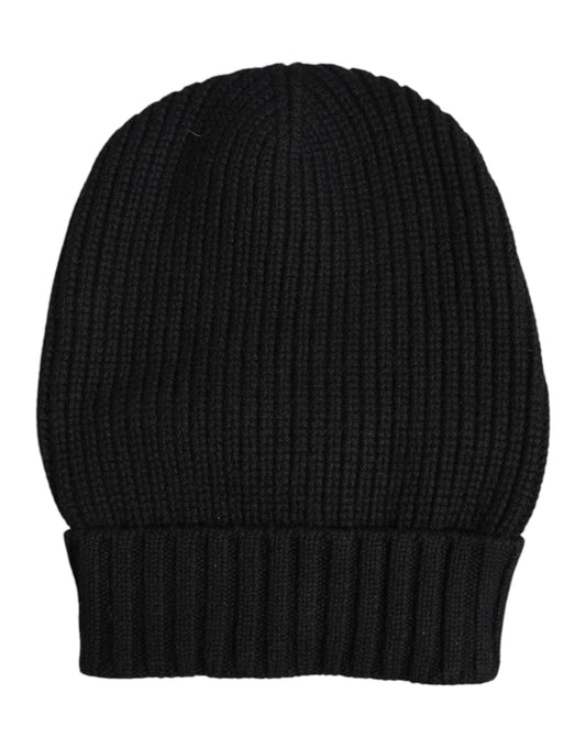 Dolce & Gabbana Black Cashmere Knitted Winter Beanie Hat