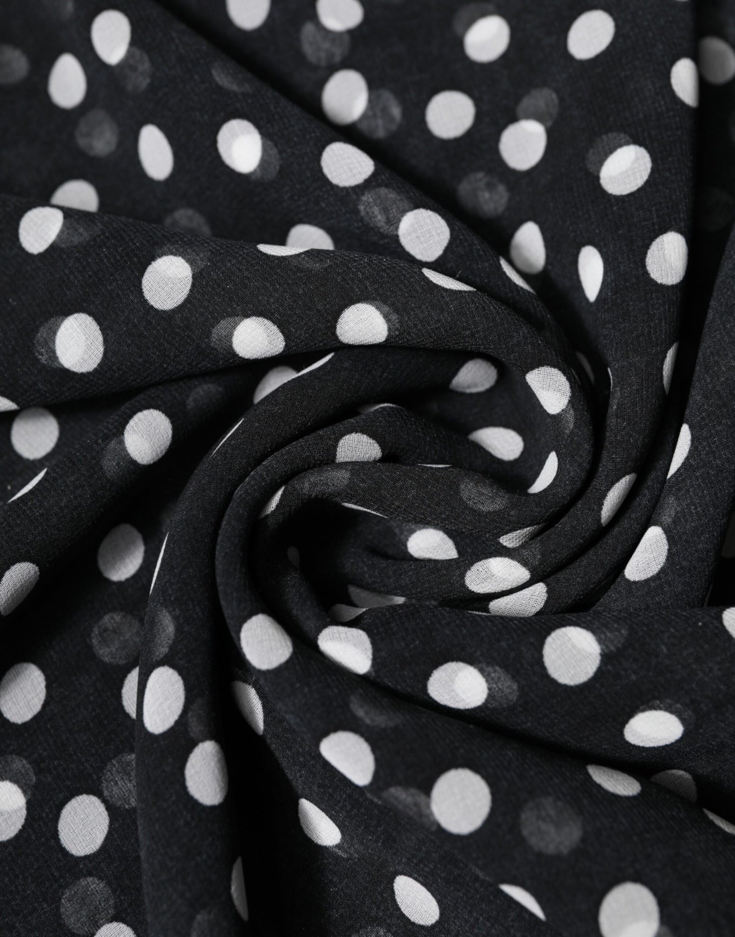 Dolce & Gabbana Black Polka Dots Polyester Wrap Shawl Scarf