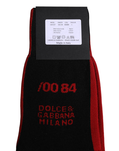 Dolce &amp; Gabbana – Wadenlange Herrensocken aus schwarzem Nylon mit DG-Logo
