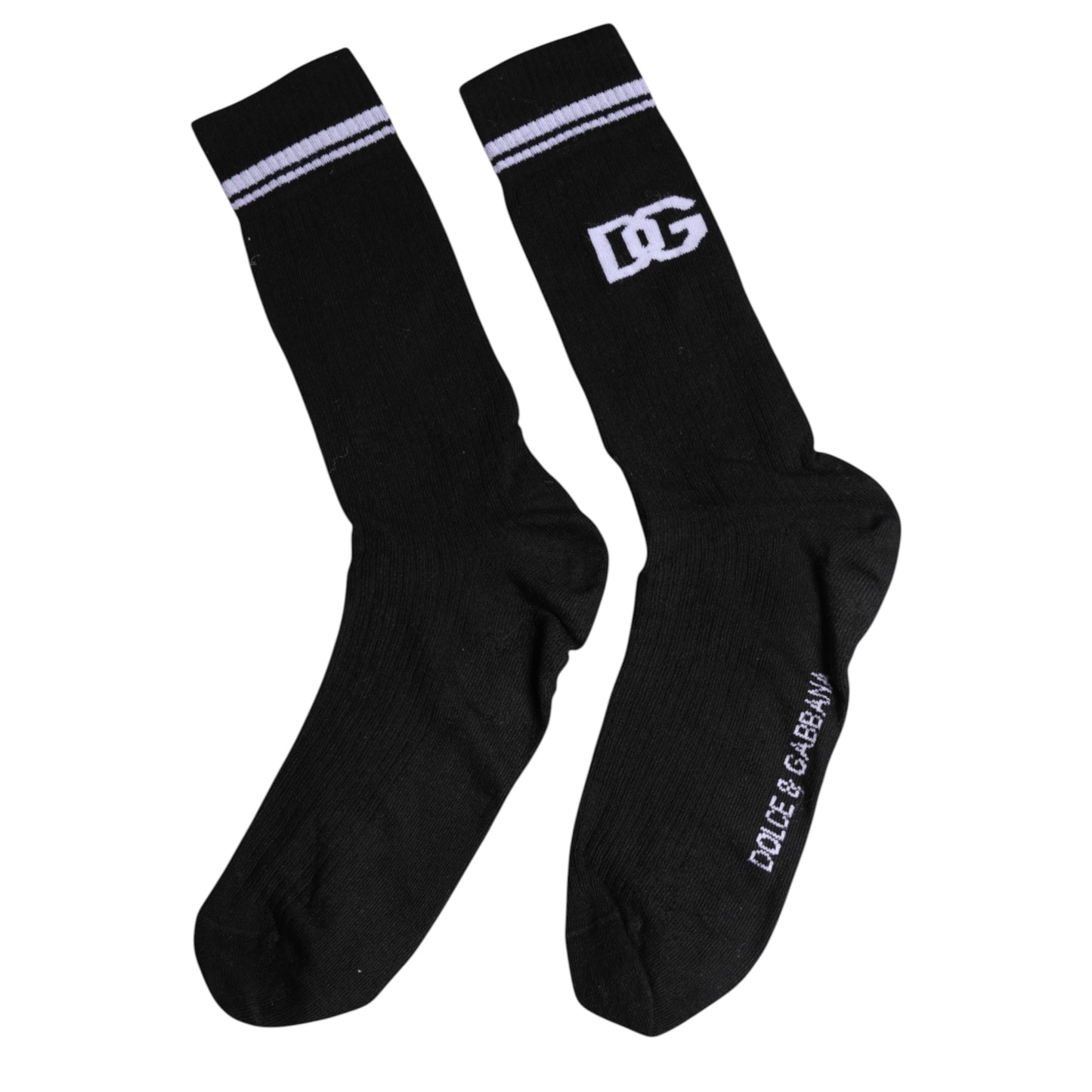 Dolce &amp; Gabbana – Wadenlange Herrensocken aus schwarzer Baumwolle mit Logo