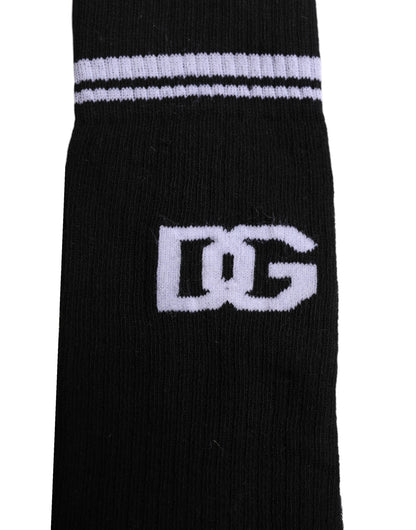 Dolce &amp; Gabbana – Wadenlange Herrensocken aus schwarzer Baumwolle mit Logo