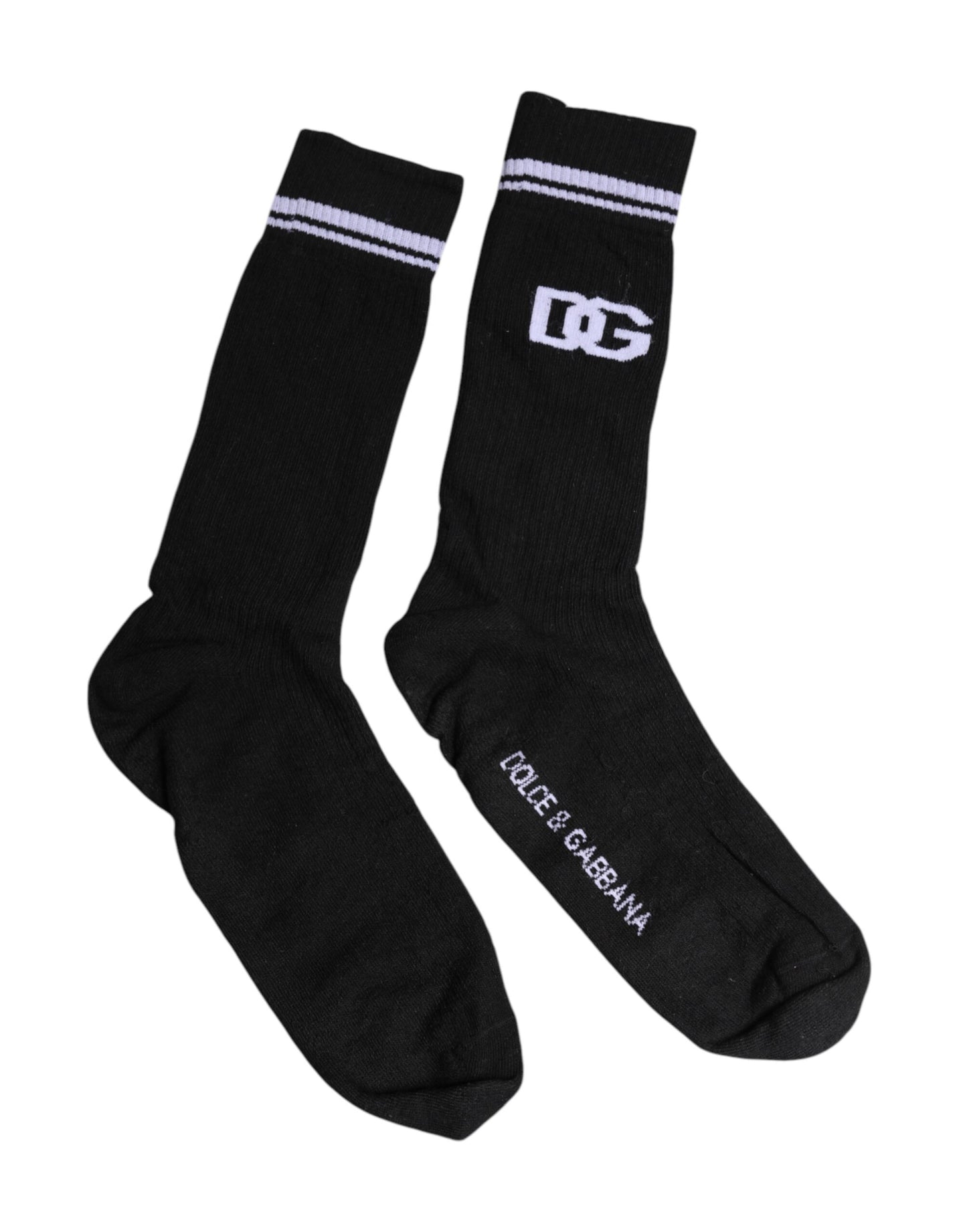 Dolce &amp; Gabbana – Wadenlange Herrensocken aus schwarzer Baumwolle mit Logo
