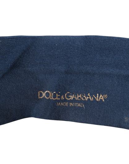 Dolce &amp; Gabbana – Wadenstrümpfe aus blauer Baumwolle mit DG-Logo