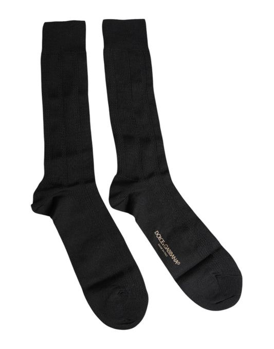 Dolce &amp; Gabbana Schwarze Stretch-Socken mit Logo, wadenlang