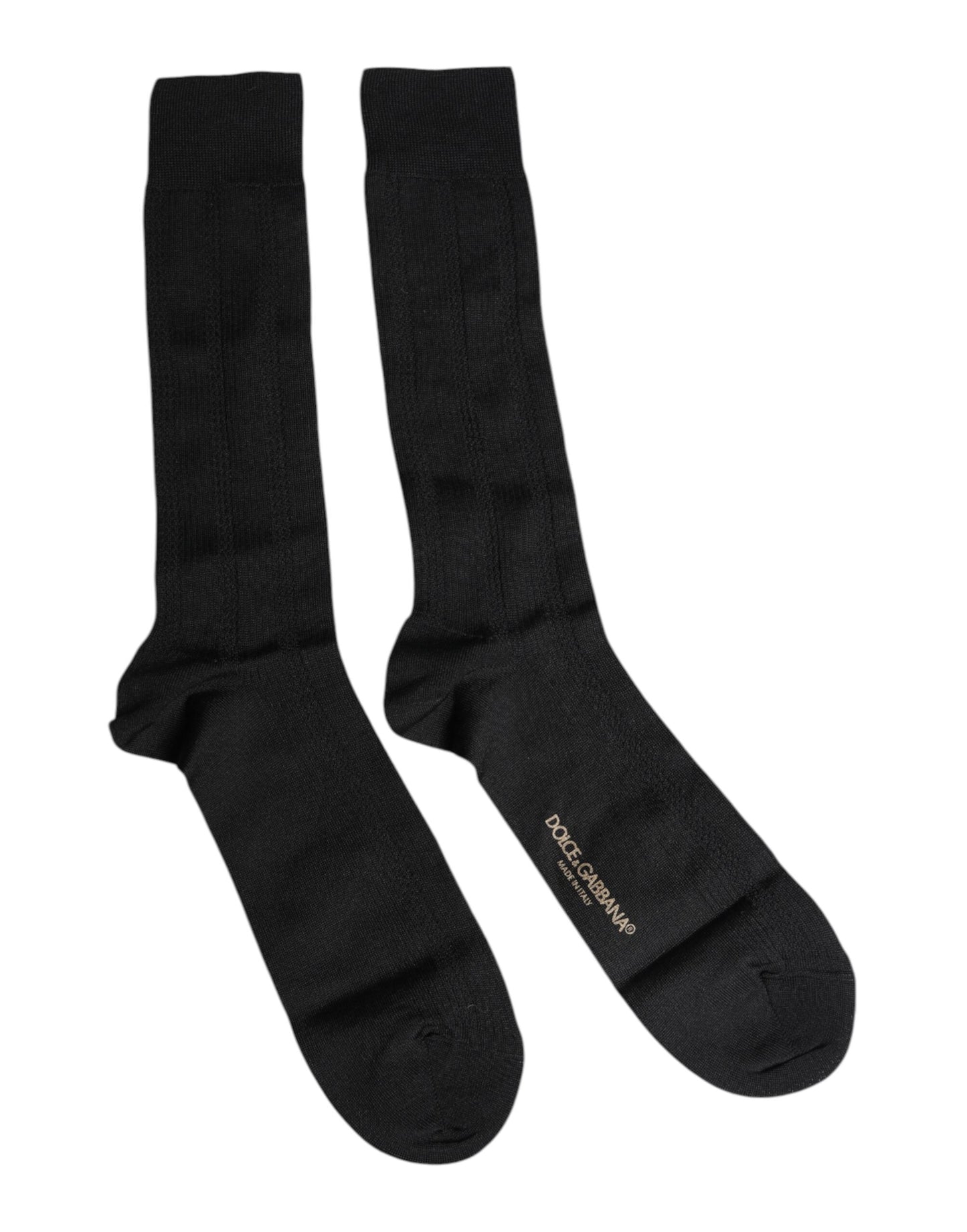 Dolce &amp; Gabbana Schwarze Stretch-Socken mit Logo, wadenlang