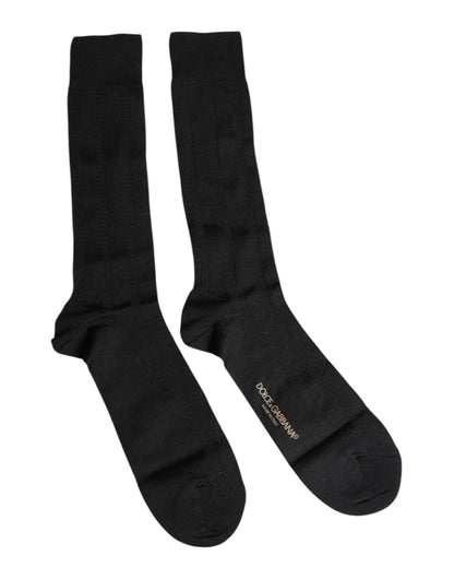 Dolce &amp; Gabbana Schwarze Stretch-Socken mit Logo, wadenlang