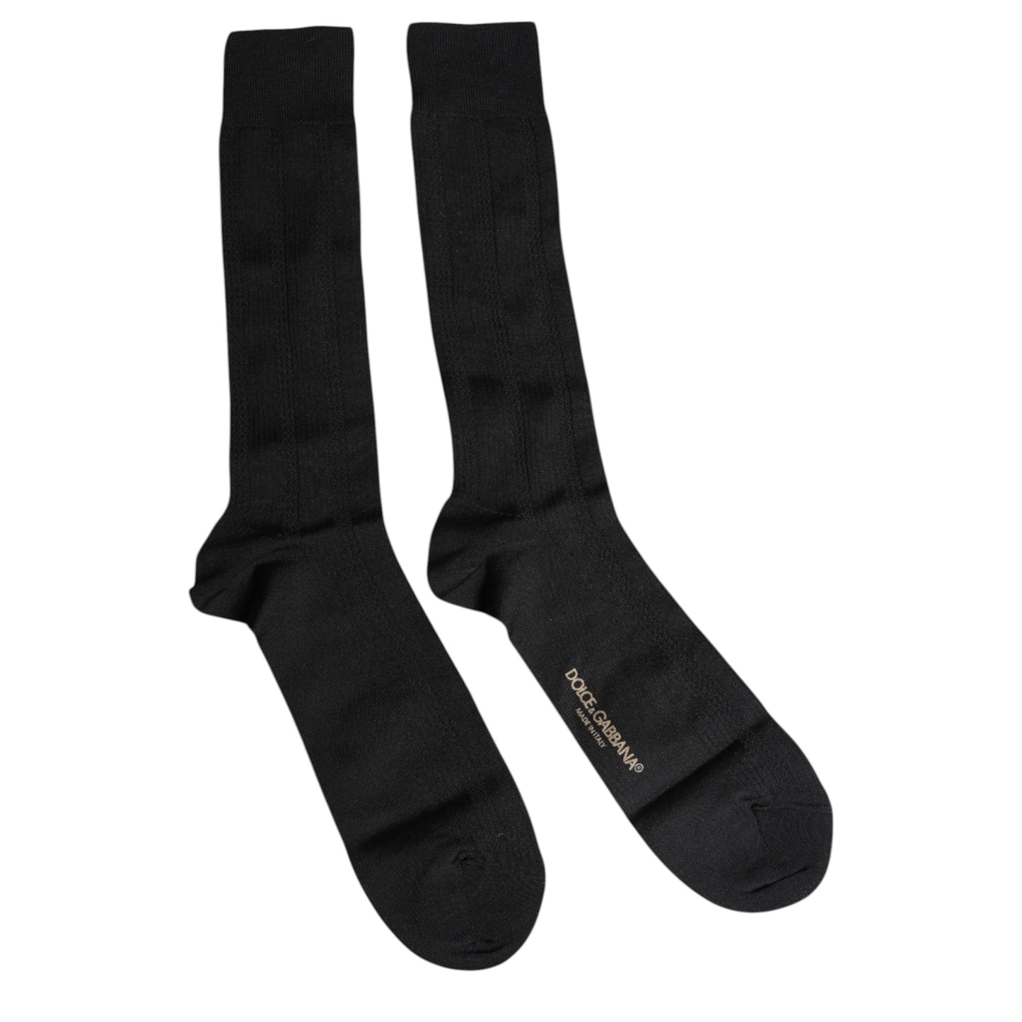 Dolce &amp; Gabbana Schwarze Stretch-Socken mit Logo, wadenlang