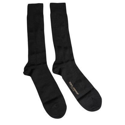 Dolce &amp; Gabbana Schwarze Stretch-Socken mit Logo, wadenlang