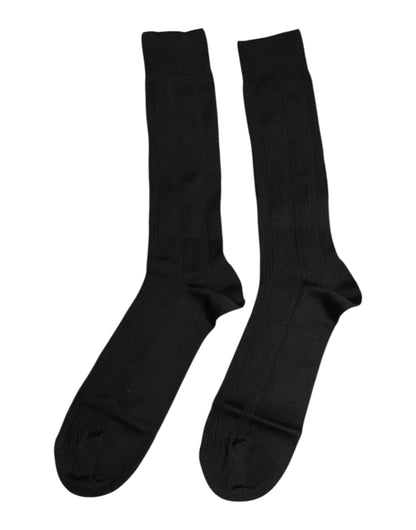 Dolce &amp; Gabbana Schwarze Stretch-Socken mit Logo, wadenlang