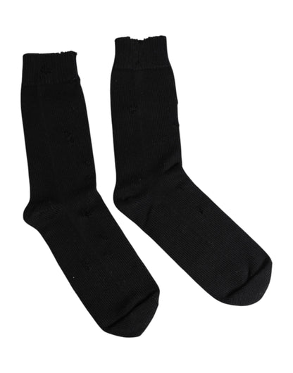Dolce &amp; Gabbana Schwarze, einfarbige Stretch-Socken für Herren bis zur Wade