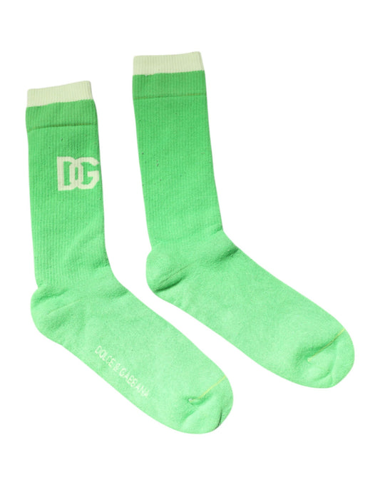 Dolce &amp; Gabbana Grüne DG-Logo-Nylon-Socken für Herren in Wadenhöhe