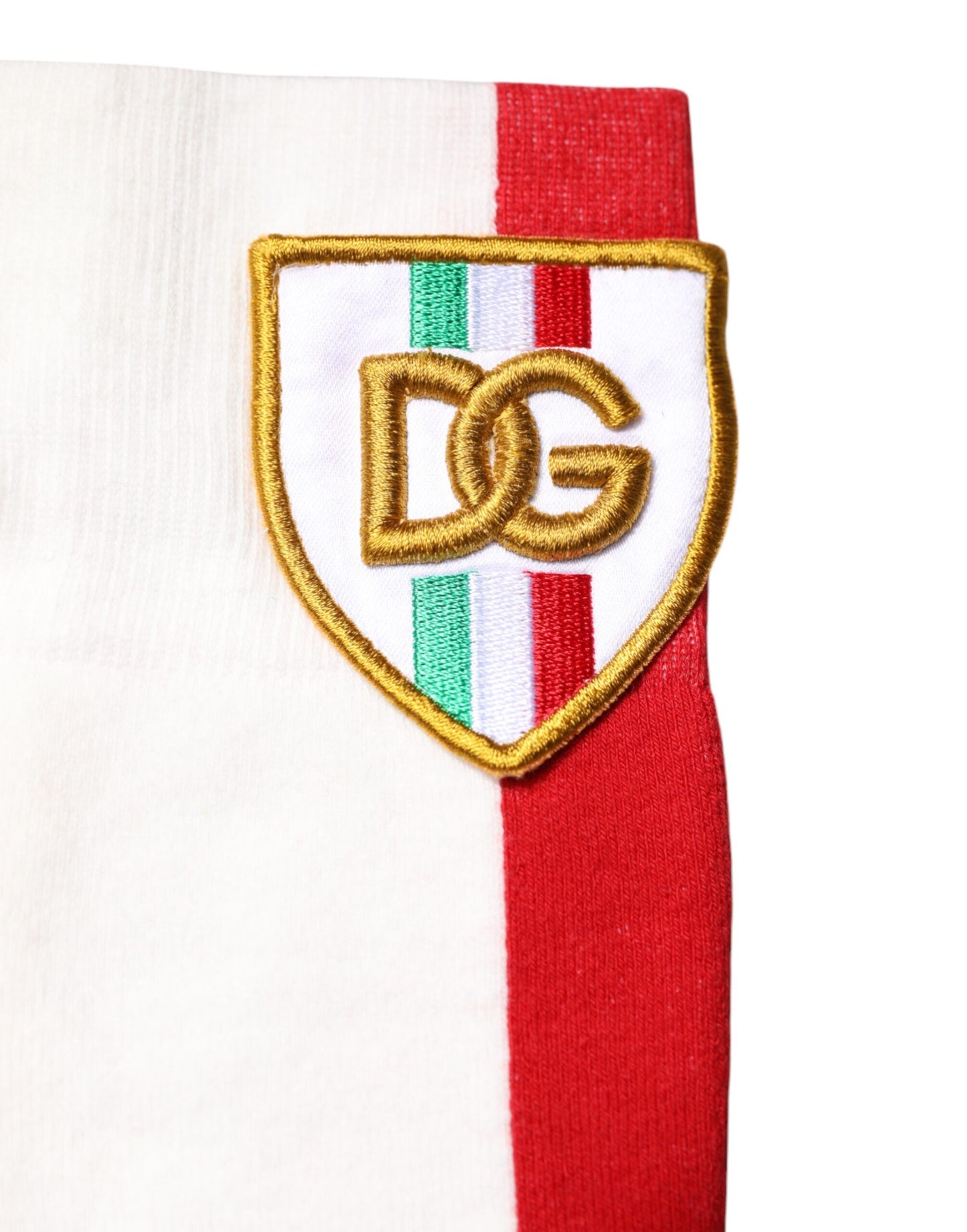 Dolce &amp; Gabbana – Wadenlange Socken aus mehrfarbiger Baumwolle mit DG-Logo-Aufnäher