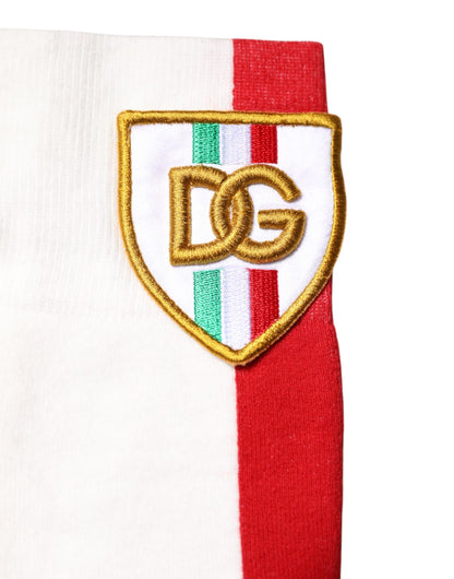 Dolce &amp; Gabbana – Wadenlange Socken aus mehrfarbiger Baumwolle mit DG-Logo-Aufnäher