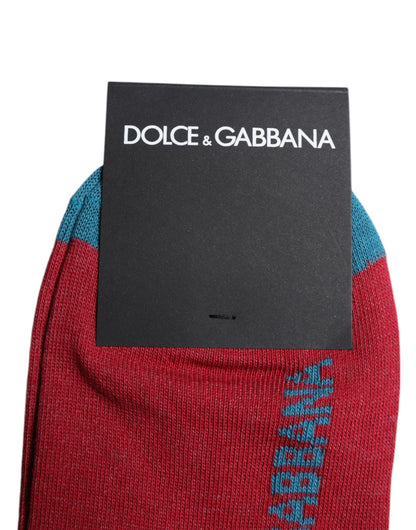 Dolce &amp; Gabbana – Wadenlange Socken aus roter Baumwolle mit DG-Logoprint