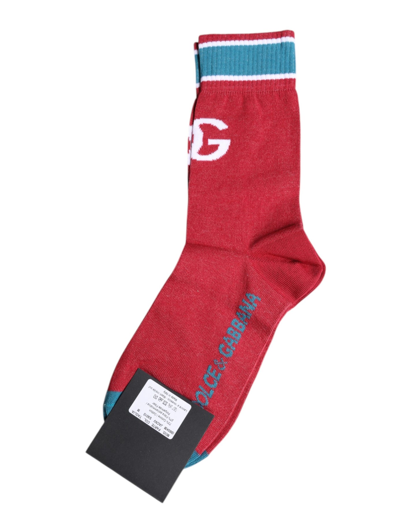 Dolce &amp; Gabbana – Wadenlange Socken aus roter Baumwolle mit DG-Logoprint
