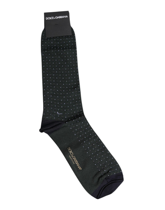 Dolce & Gabbana Black Polka Dots Cotton Mid Calf Socks