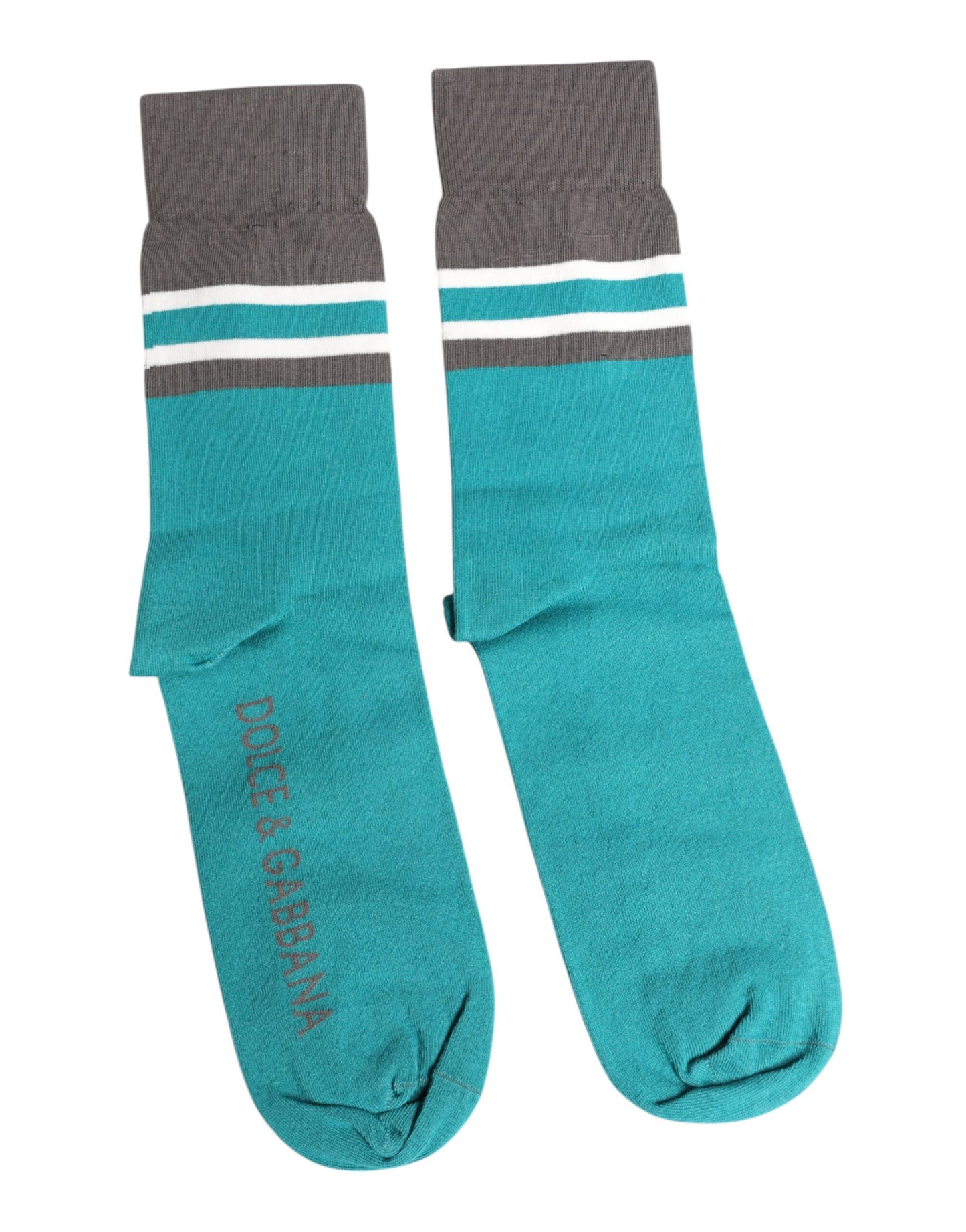 Dolce &amp; Gabbana – Wadenlange Stretch-Socken mit DG-Logo in Grün und Grau