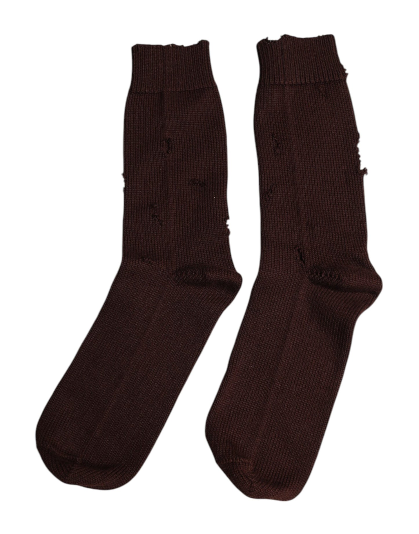 Dolce & Gabbana Brown Solid Cotton Stretch Mid Calf Socks