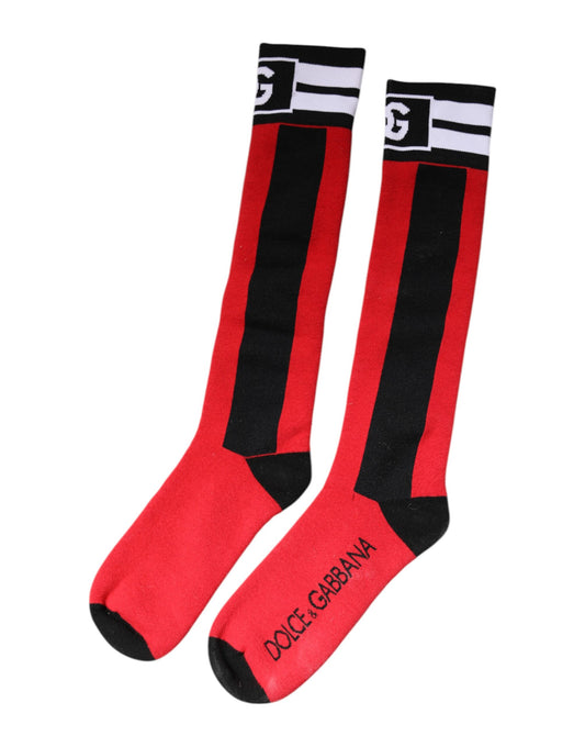 Rote, bedruckte Socken aus Stretch-Baumwolle von Dolce &amp; Gabbana