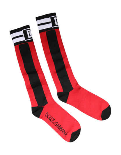 Rote, bedruckte Socken aus Stretch-Baumwolle von Dolce &amp; Gabbana