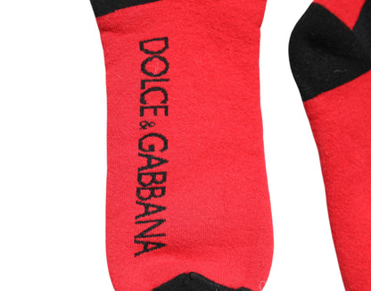 Rote, bedruckte Socken aus Stretch-Baumwolle von Dolce &amp; Gabbana