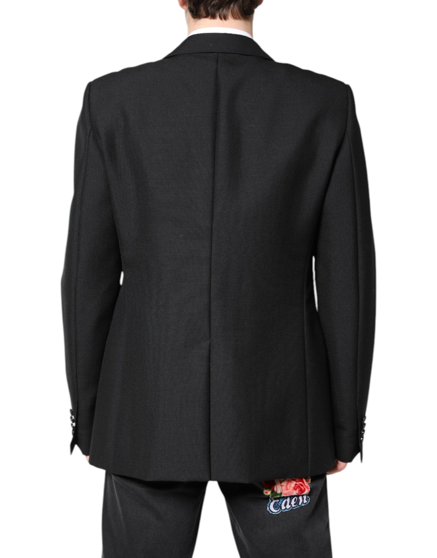 Dolce &amp; Gabbana – Einreihiger Blazer aus schwarzer Wolle