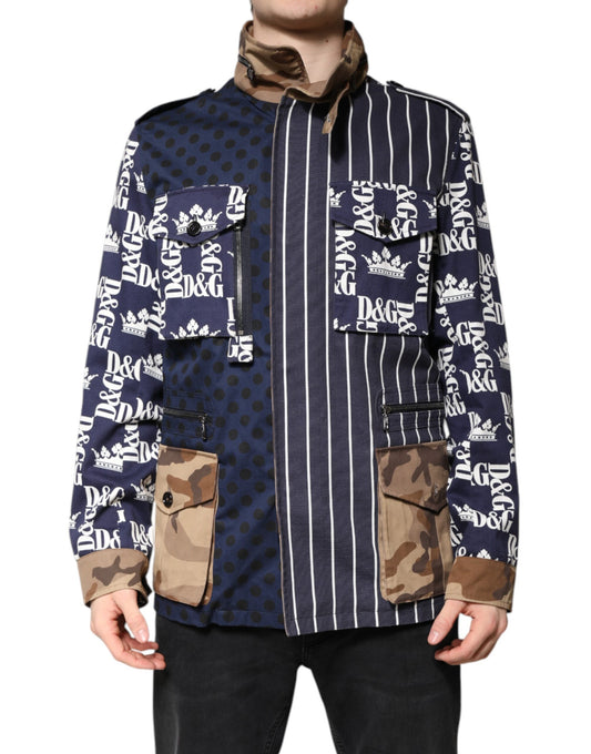 Dolce &amp; Gabbana Mehrfarbige Baumwoll-Patchwork-Manteljacke mit Logo