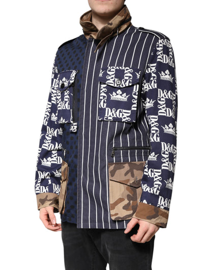 Dolce &amp; Gabbana Mehrfarbige Baumwoll-Patchwork-Manteljacke mit Logo