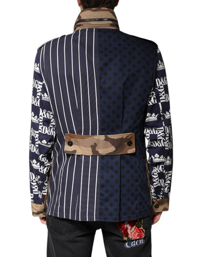 Dolce &amp; Gabbana Mehrfarbige Baumwoll-Patchwork-Manteljacke mit Logo