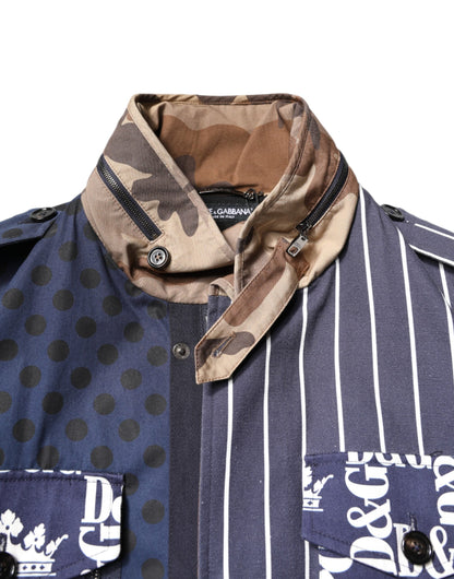 Dolce &amp; Gabbana Mehrfarbige Baumwoll-Patchwork-Manteljacke mit Logo