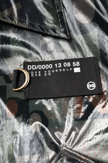 Dolce &amp; Gabbana – Grüne Bomberjacke mit durchgehendem Reißverschluss und DG-Logoprint