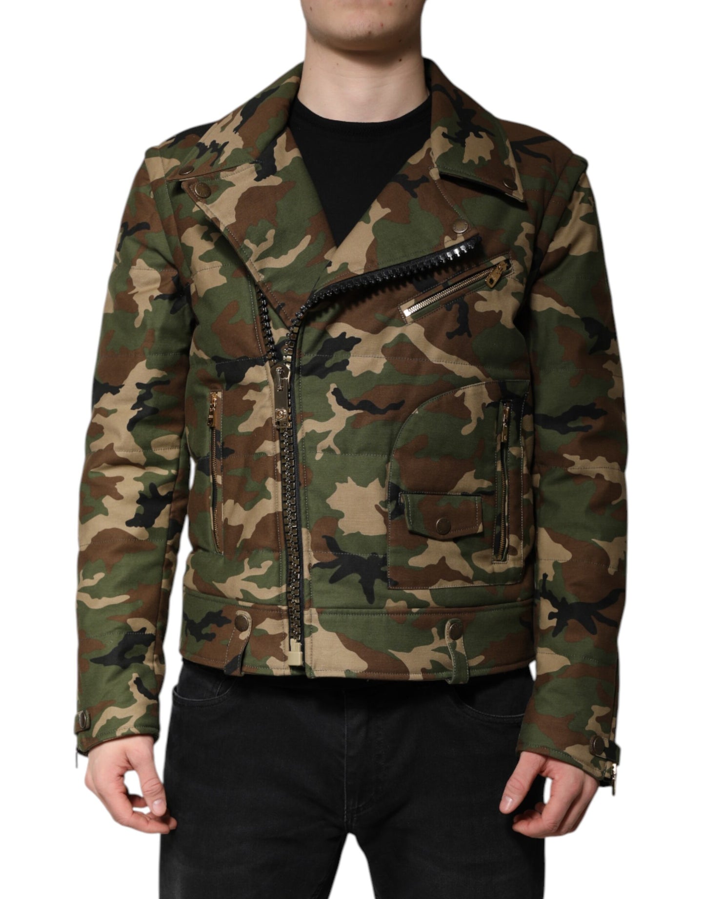 Dolce &amp; Gabbana – Bikerjacke aus Nylon in mehrfarbiger Camouflage-Optik