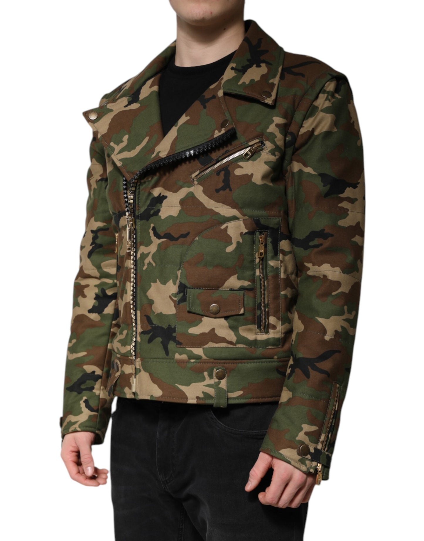 Dolce &amp; Gabbana – Bikerjacke aus Nylon in mehrfarbiger Camouflage-Optik