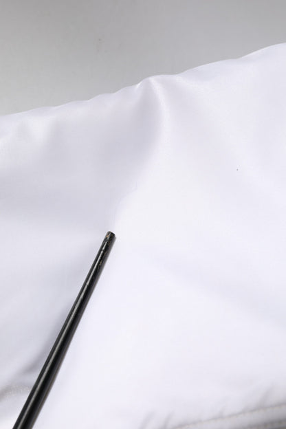 Dolce &amp; Gabbana – Kurze Bomberjacke aus weißem Nylon mit durchgehendem Reißverschluss