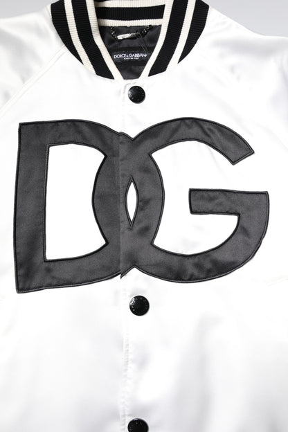 Dolce &amp; Gabbana – Weiße Bomberjacke aus Polyesterjersey mit DG-Logo